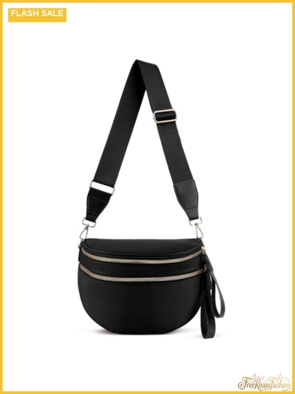 Nylon Crossbody Bag Half Moon Sling Belt Bag Adjustable Strap Spacious